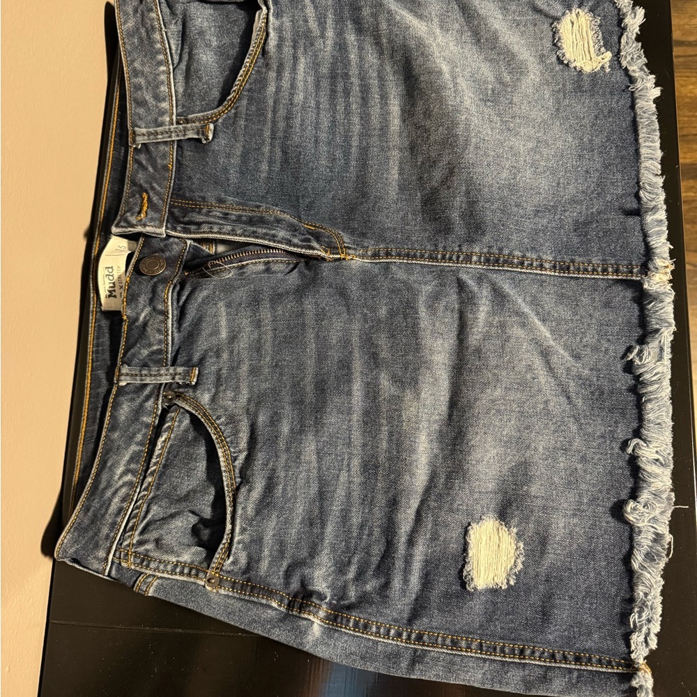 Mudd Blue Denim Stretchy Jean Skirt